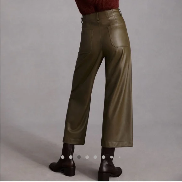Anthropologie Maeve The Colette Olive Green Wide-Leg Pants size 23 - Picture 3 of 14